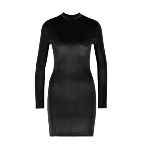 NWT Aria Sexy Dark Gray Velvet Long Sleeve Mock 
Neck Mini Dress Sz S